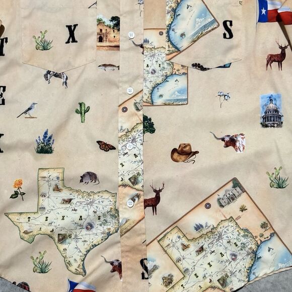 Vaccari Shirt Men Small Western Texas Cowboy Lone Star State All Over Print AOP - Picture 7 of 11